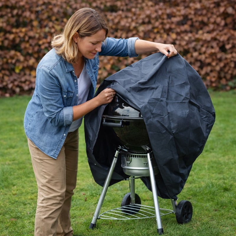 Installation housse de protection sur mesure barbecue